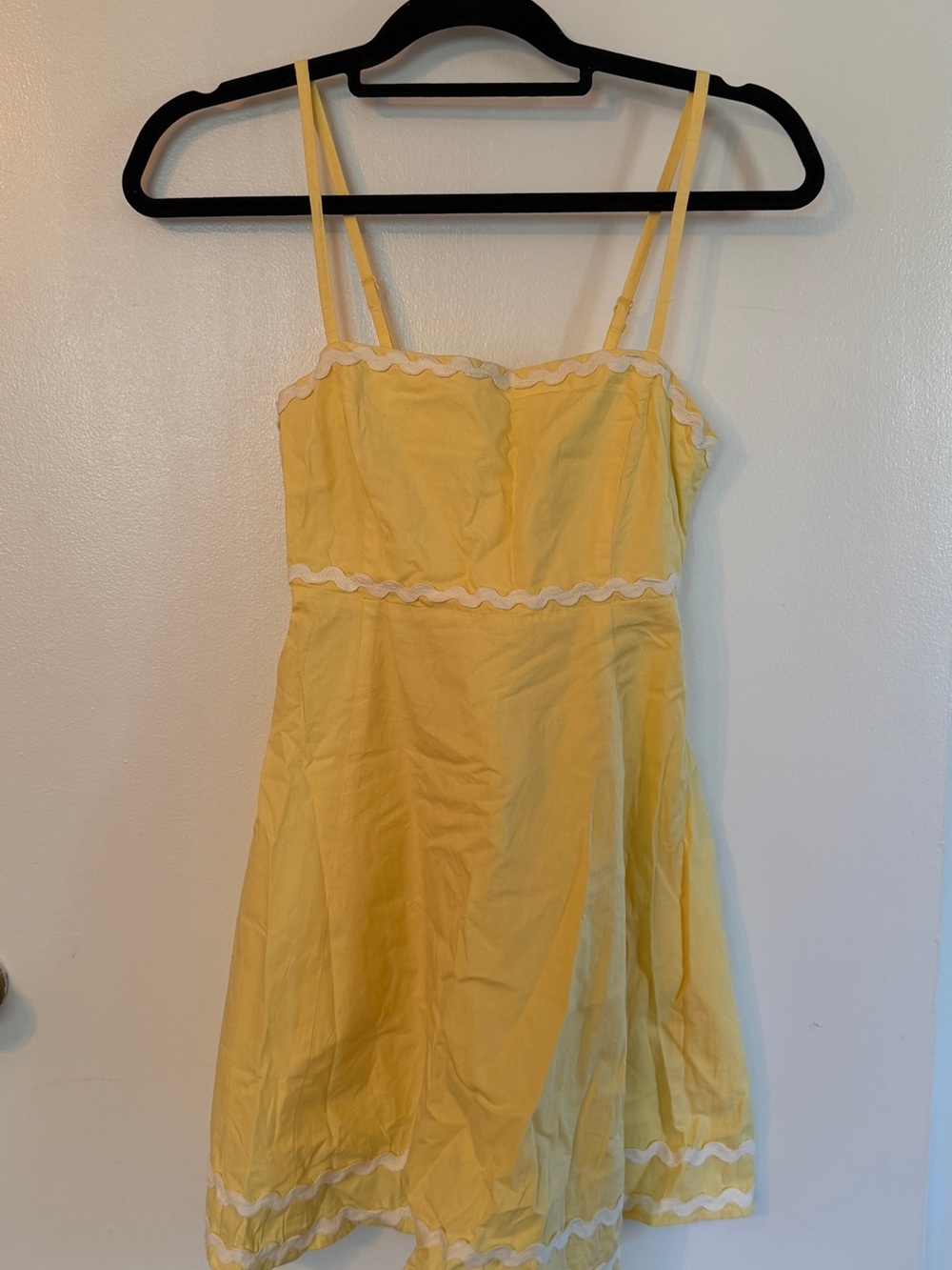 Yellow Mini Sundress with White Trim